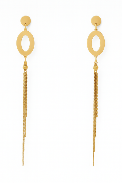 Arete Ojal con Caída en Oro 18k