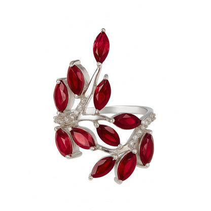 Anillo Laurel Rubí Glass Filled