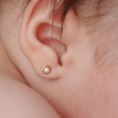 Arete Perla Bicel Oro 18k.