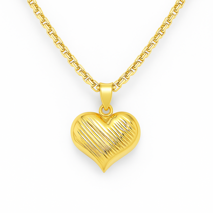 Collar Grumet Corazon Bombe Rayado Oro 18k.