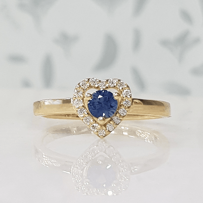 Anillo Corazón Zafiro Azul Ceylan