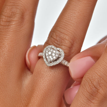 Anillo Corazón Diamantes Oro Blanco